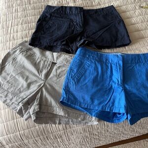 3 J Crew Women’s Cotton Blend Shorts - Blue, Navy, Gray
